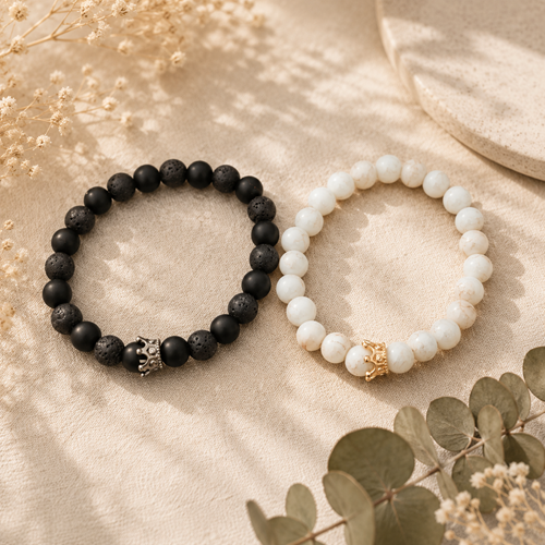 Elegantes Kugelarmband mit Krone King&Queen