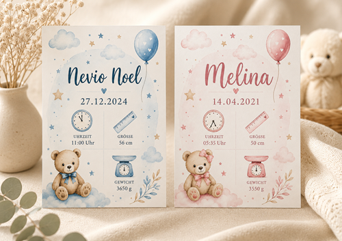 Personalisiertes Baby Poster zur Geburt