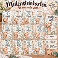 Meilensteinkarten Baby – 13 Karten für das 1. Lebensjahr | Monate 1–12 + „Hallo Welt“